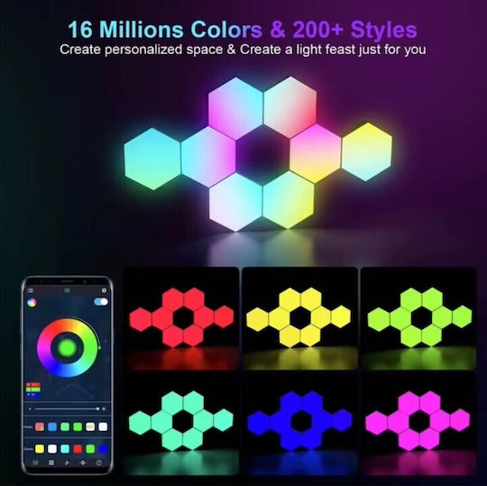 Διακοσμητικό Φωτιστικό Smart LED RGB Hexagon