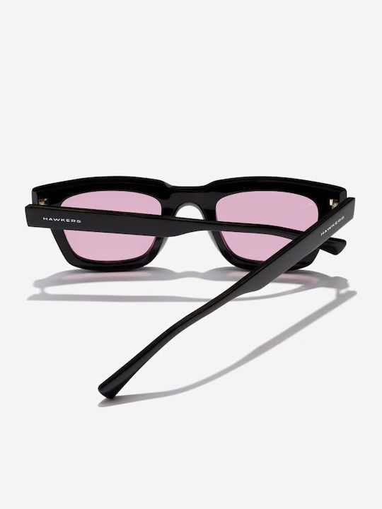 Hawkers Uptown Unisex Sunglasses with Black Horn-Rimmed Frame and Black Lenses