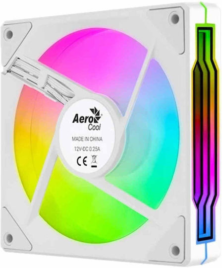Aerocool Phantom M-3 Корпусен вентилатор 120мм с ARGB осветление и връзка 3-Pin / 4-изводна ШИМ 1бр Бял