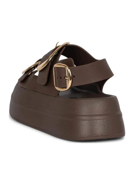 Women's Flat Sandals in Brown Color