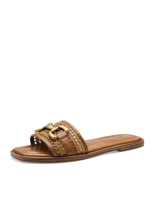 Leder Flache Sandalen für Damen Anatomisch in Tabac Braun Farbe