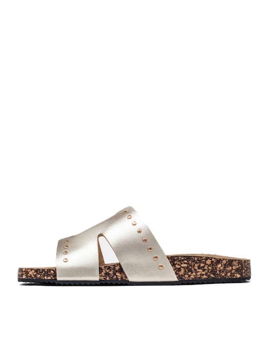 Flache Sandalen für Damen Flatforms in Gold Farbe