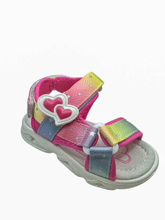Kids' Sandals with Velcro & Lights Fuchsia