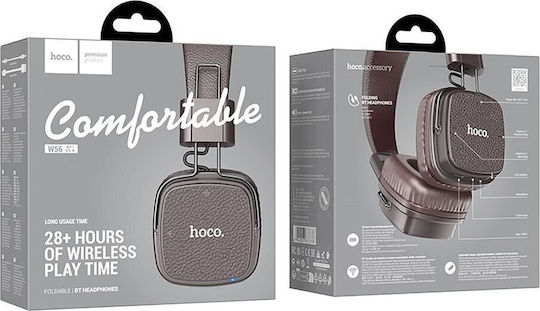 Hoco W56 Ασύρματα / Ενσύρματα On Ear Ακουστικά με 28 ώρες Λειτουργίας Καφέ