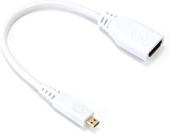 Raspberry Pi Конвертор Micro HDMI Мъжки Към HDMI Женски Бял 1 Брой SC0224