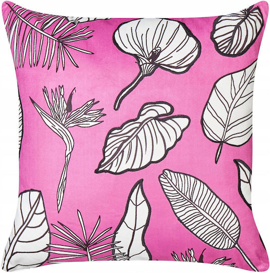 Beliani Μαξιλάρι Καναπέ από Βελούδο Pink 45x45εκ.