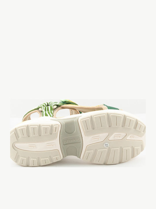 Flache Sandalen für Damen in Grün Farbe