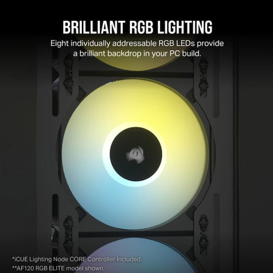 Corsair ICUE AF140 Elite Case Fan (1700rpm / 89cfm) με RGB Φωτισμό και Σύνδεση 4-Pin PWM 2τμχ