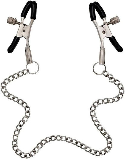 Nip Jewel Nipple Clamps Chain Σφιγκτήρες Θηλών Μεταλλικοί & Αλυσίδα Black