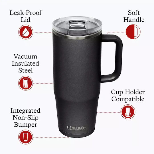 Pahar Termos Oțel Inoxidabil Fără BPA 950ml Negru