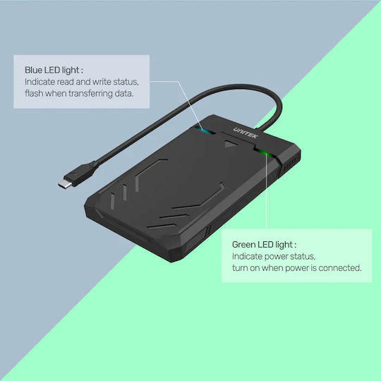 Unitek Diskguard Raiden Θήκη για Σκληρό Δίσκο 2.5" SATA III με σύνδεση Type-C