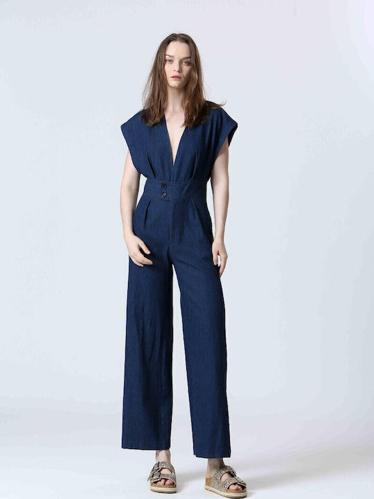 Damen Denim Einteiler Anzug Blue