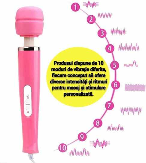 Vibrator cu Cap Flexibil Stimulare Clitoridiană Siks Vârf din Silicon Moale 10 Moduri de Vibrație Masaj Impermeabil Dimensiuni 32 X 6 Cm Roz Alb