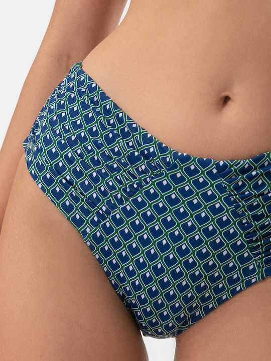 Bikini Slip Talie Înaltă Albastru
