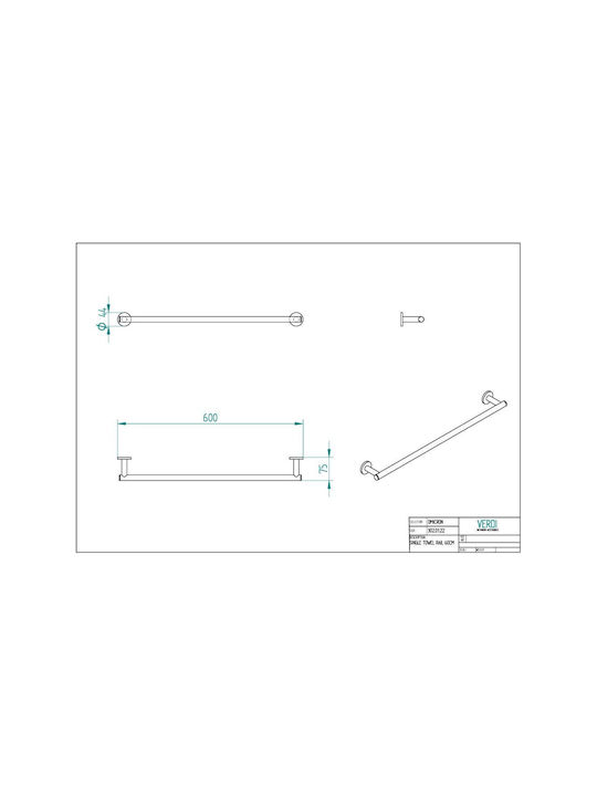 Verdi Single Wall-Mounted Bathroom Rail ​60x60cm Copper