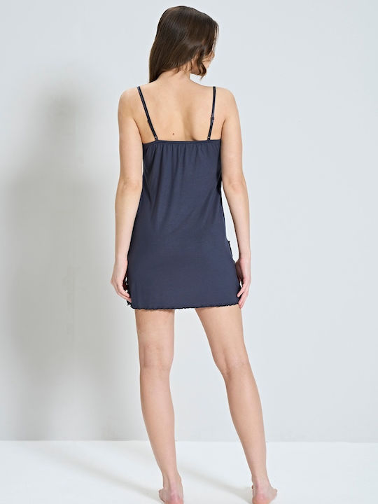 Pijadore Sommer Damen Robe mit Nachthemd Anthracite