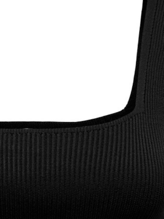 Damen Crop Top Ärmellos Black