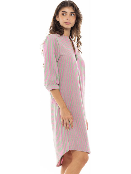 Pink Label Γυναικείο Καφτάνι Παραλίας Pink, Green