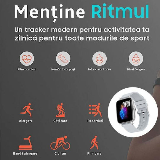 Smartwatch με Παλμογράφο (Ασημί)