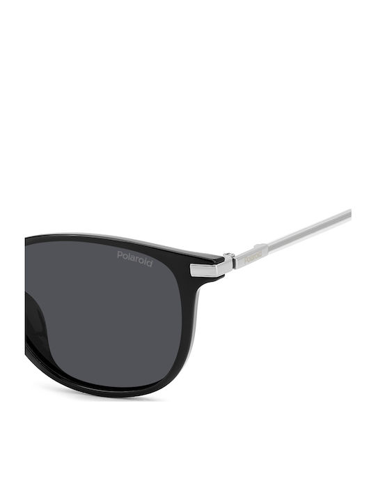 Polaroid Men's Sunglasses with Black Horn-Rimmed Frame and Grey Lens PLD4187/G 807/M9