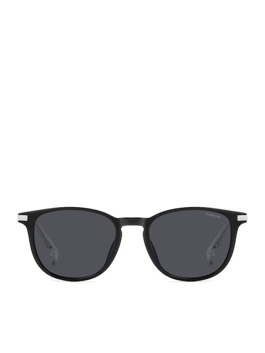 Polaroid Men's Sunglasses with Black Horn-Rimmed Frame and Grey Lens PLD4187/G 807/M9