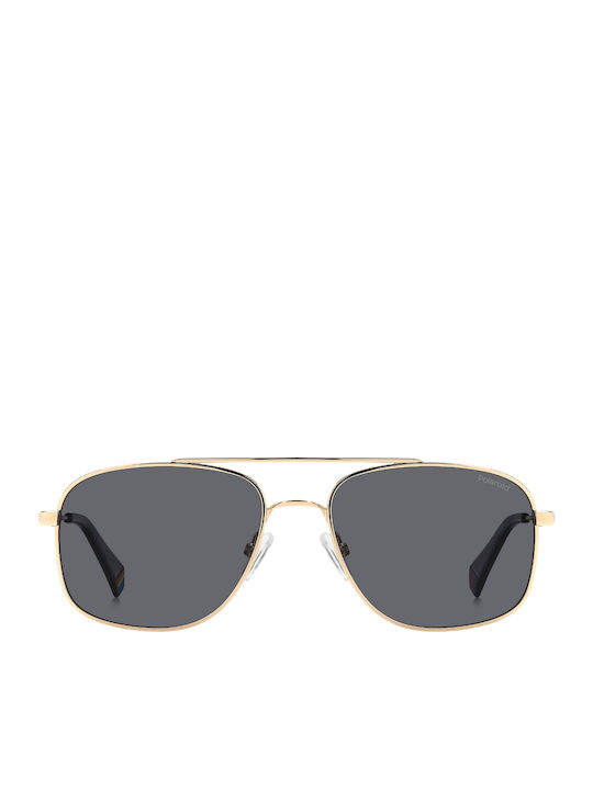 Polaroid Men's Sunglasses with Gold Metal Frame and Gray Polarized Lens PLD6235/S/X 2F7/M9