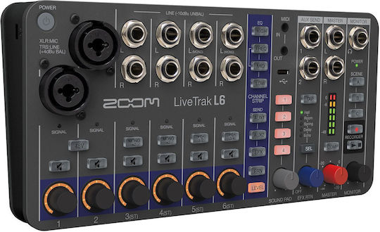 Zoom LiveTrak L-6 Consolă Digitală cu 6 Canale cu Putere Fantomă și 2 Intrări XLR