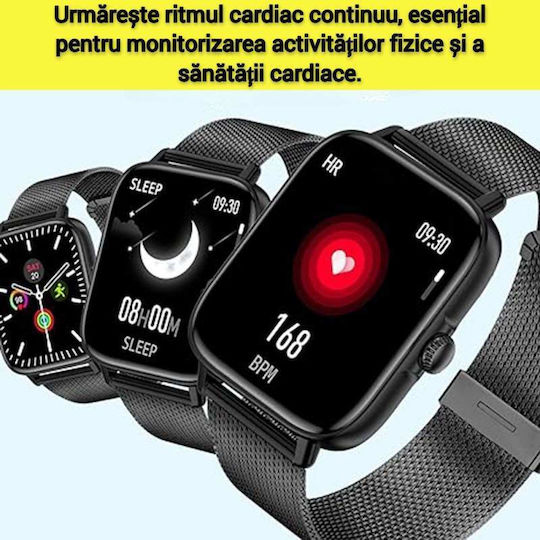Smartwatch με Παλμογράφο (Μαύρο)