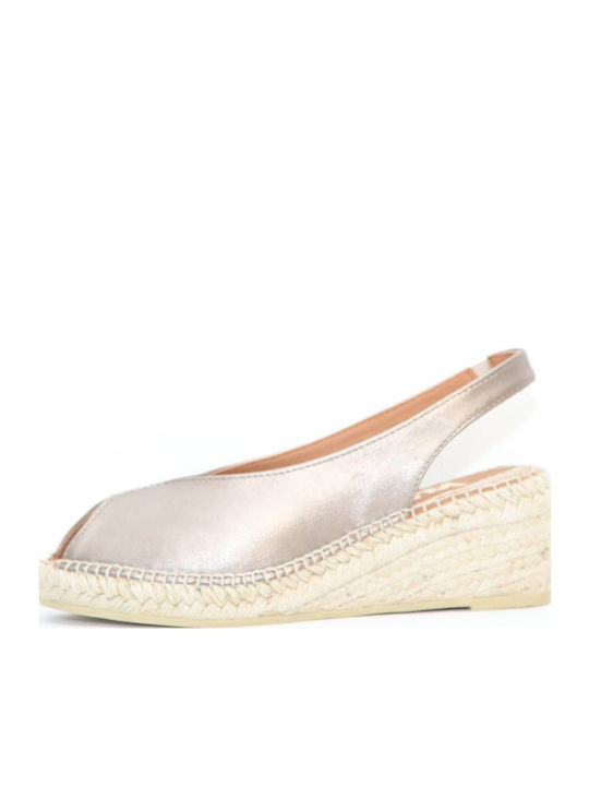 Women's Leather Platform Espadrilles Silver