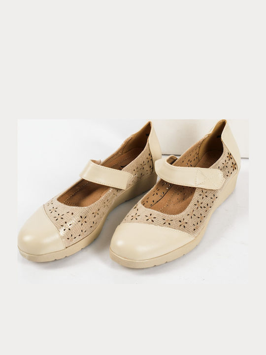 Platforme dama Închis Toe Velcro Bej