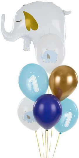 Set of 6 Balloons Latex Blue No1 30cm