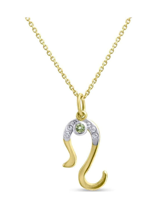 Leo Zodiac Sign Charm in 9 K Gold with Zircon KR2962