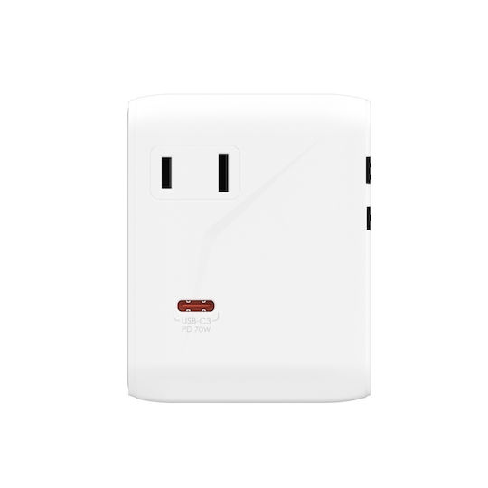 Mophie Încărcător Fără Cablu GaN cu 2 Porturi USB-A și 3 Porturi USB-C 70W Albς (Essential)