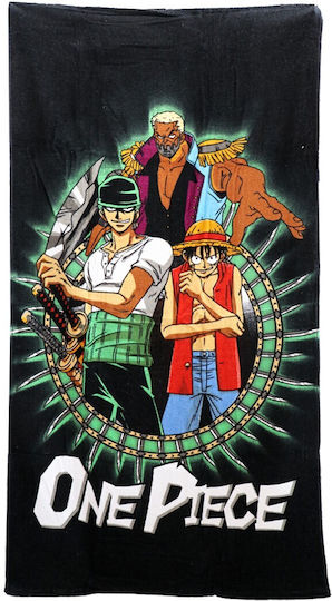 Aymax One Piece Luffy Kinder-Strandtuch Schwarz 140x70cm