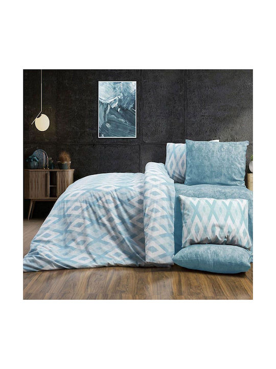 Dimcol Ευδοξία Σετ Μαξιλαροθήκες με Φάσα 481 Sky Blue 50x70εκ.