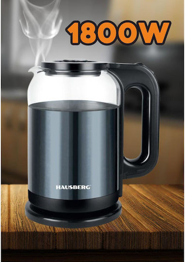 Hausberg Βραστήρας 2lt 1800W Μαύρος