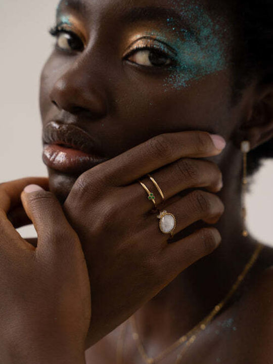 AEC Paris Damen Ring mit Zirkonia aus Stahl Vergoldet