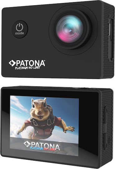 Patona Life SL4 3K Action Camera 4K Ultra HD Underwater (with Case) with Screen 2" and Wi-Fi Black