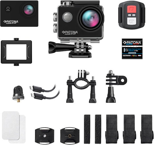 Patona Life SL4 3K Action Camera 4K Ultra HD Underwater (with Case) with Screen 2" and Wi-Fi Black