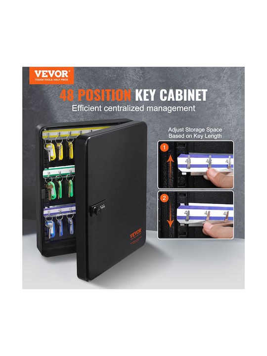 Vevor Wall-mounted Combination Key Holder Metallic with Combination Dial 48 Hooks 37x28.5x8cm