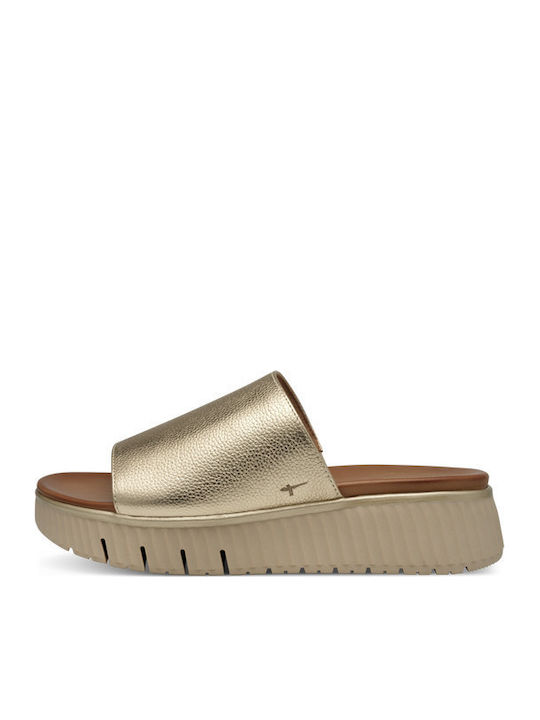 Leather Women's Flat Sandals Anatomic in Gold Color