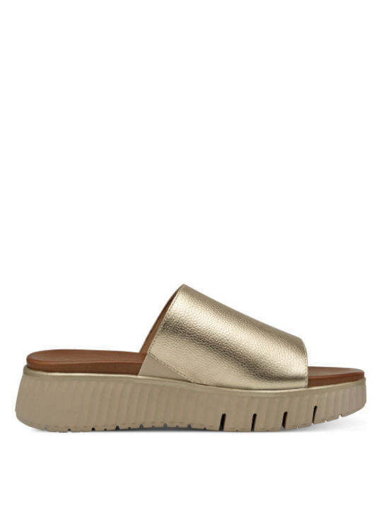 Leather Women's Flat Sandals Anatomic in Gold Color
