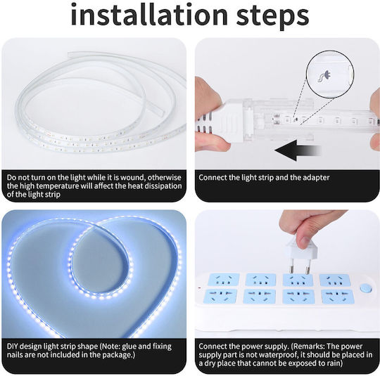 Aigostar Waterproof LED Strip 220V Blue Light 50m Type SMD2835