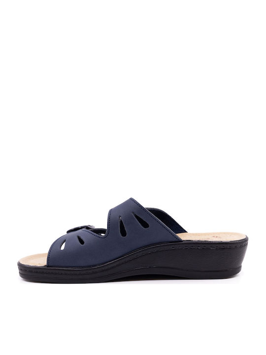 Platforme Dama Anatomice De Vară Tip Slip On Albastru Marin