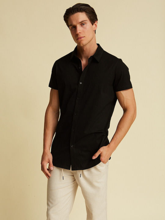 Short-sleeved Cotton Shirt Black