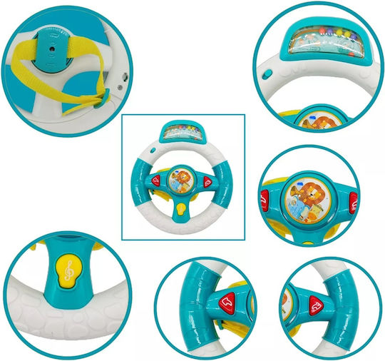 Volan Interactiv pentru Copii 18 Luni+ Atașament Muzical pentru Leagăn sau Scaun pentru Bebeluși Plastic 20x18 Cm Albastru-Alb