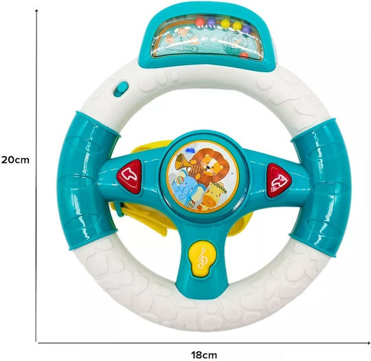 Volan Interactiv pentru Copii 18 Luni+ Atașament Muzical pentru Leagăn sau Scaun pentru Bebeluși Plastic 20x18 Cm Albastru-Alb