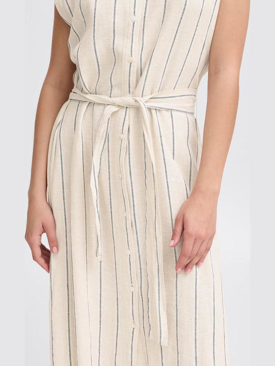 Summer Midi Shirt Dress Natural Ecru
