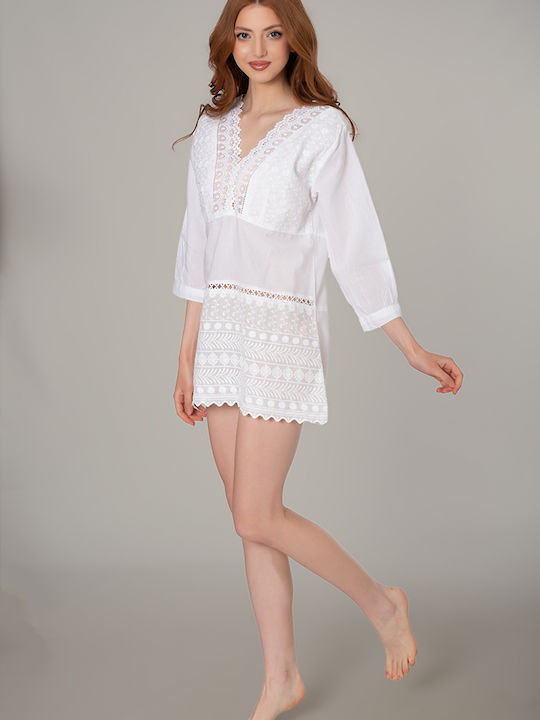 Damen Kaftan Strand White