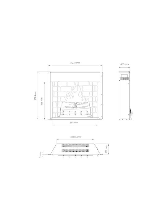 Tagu Larsen Powerflame Επιτοίχιο Ηλεκτρικό Τζάκι 1400W 110x94.9cm